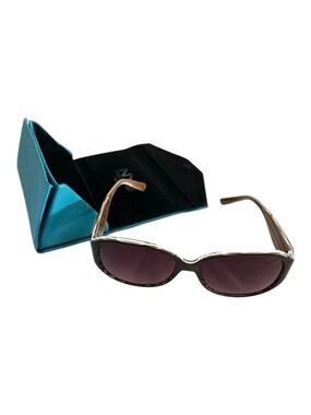 NYS Concrete Flower Elite Womens Polarized Sunglasses with case Dark Brown Cream